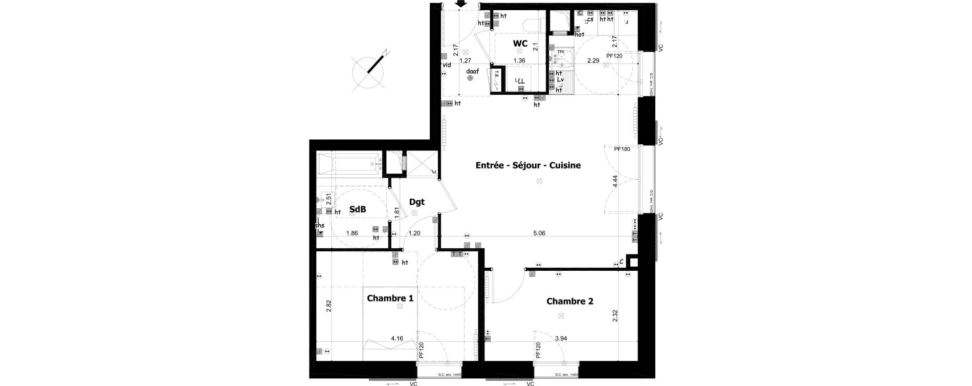 Appartement T3 de 59,92 m2 &agrave; Asni&egrave;res-Sur-Seine Gresillons - quartier de seine