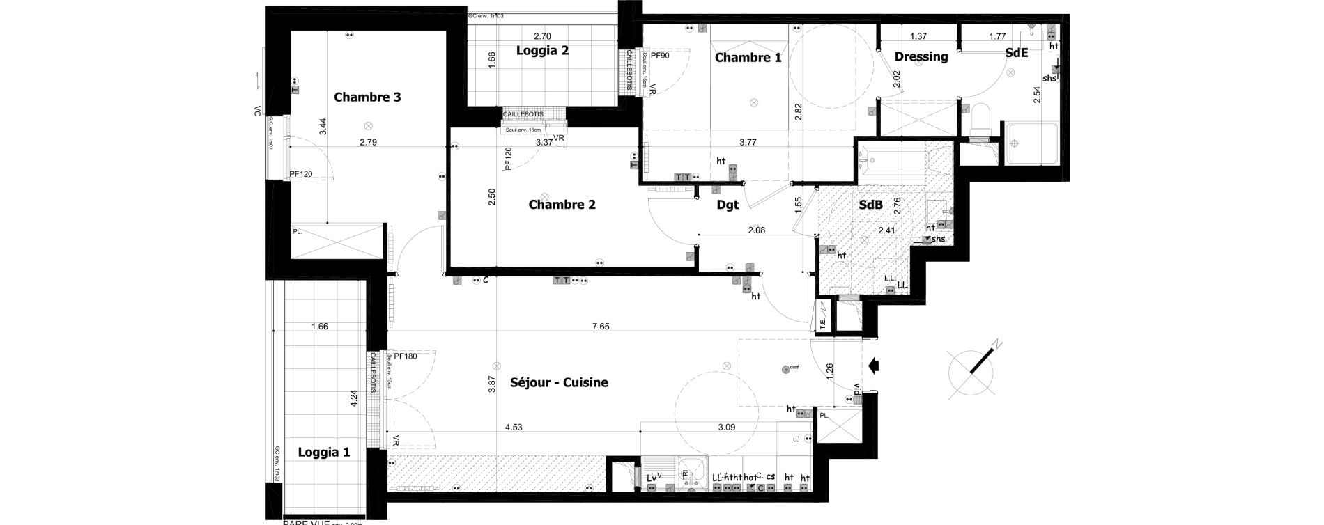 Appartement T4 de 79,22 m2 &agrave; Asni&egrave;res-Sur-Seine Gresillons - quartier de seine