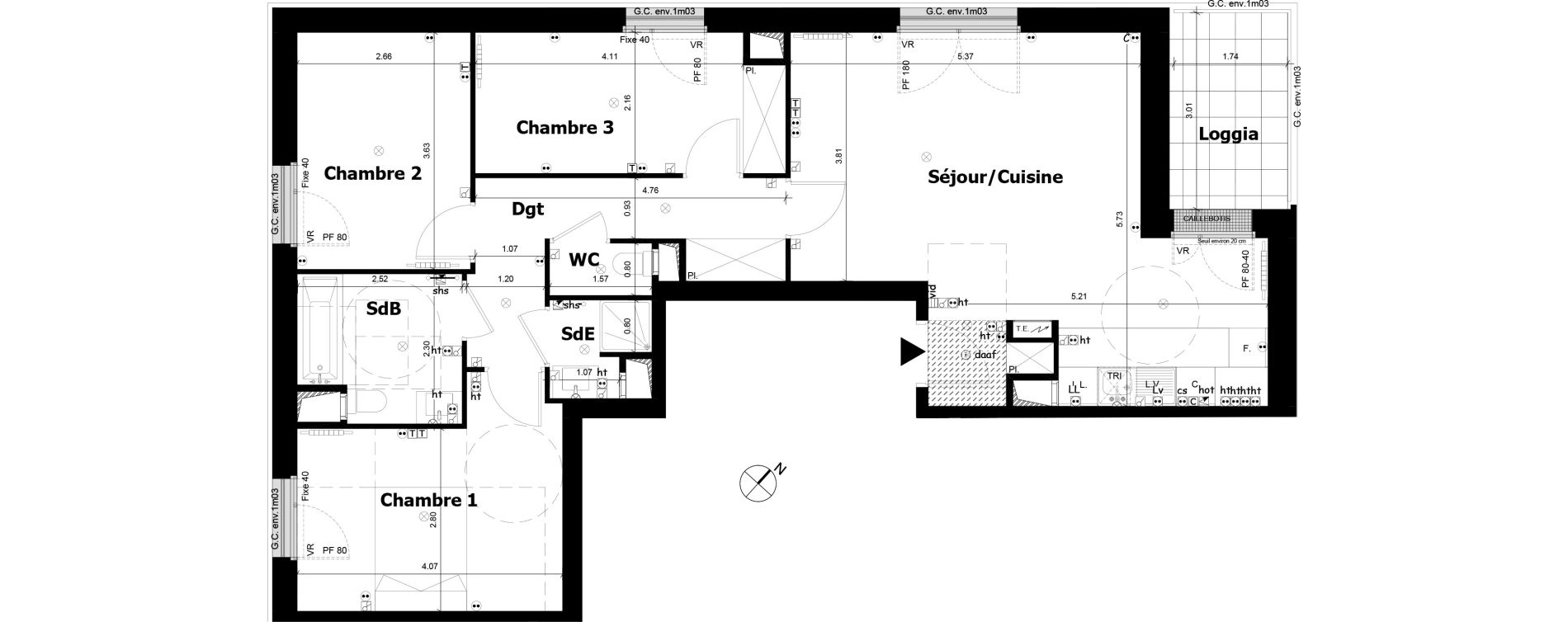 Appartement T4 de 79,53 m2 &agrave; Asni&egrave;res-Sur-Seine Gresillons - quartier de seine