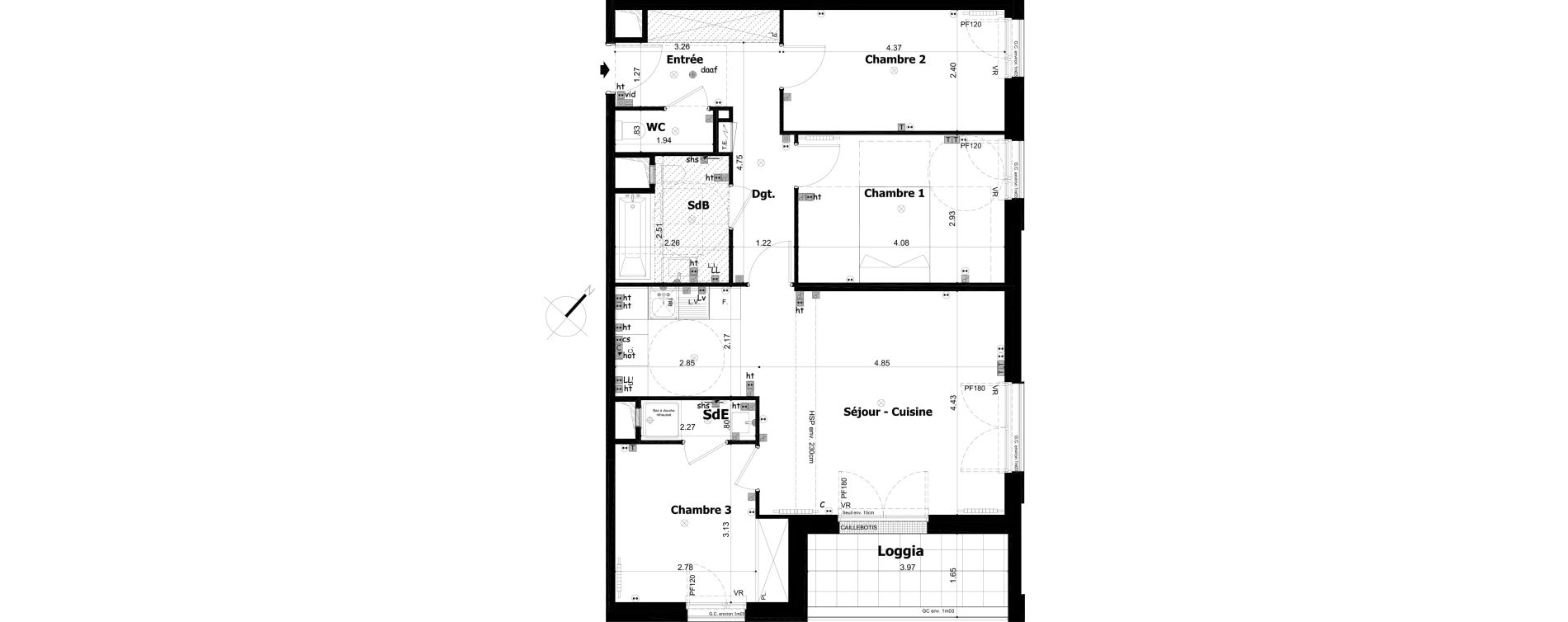 Appartement T4 de 78,44 m2 &agrave; Asni&egrave;res-Sur-Seine Gresillons - quartier de seine