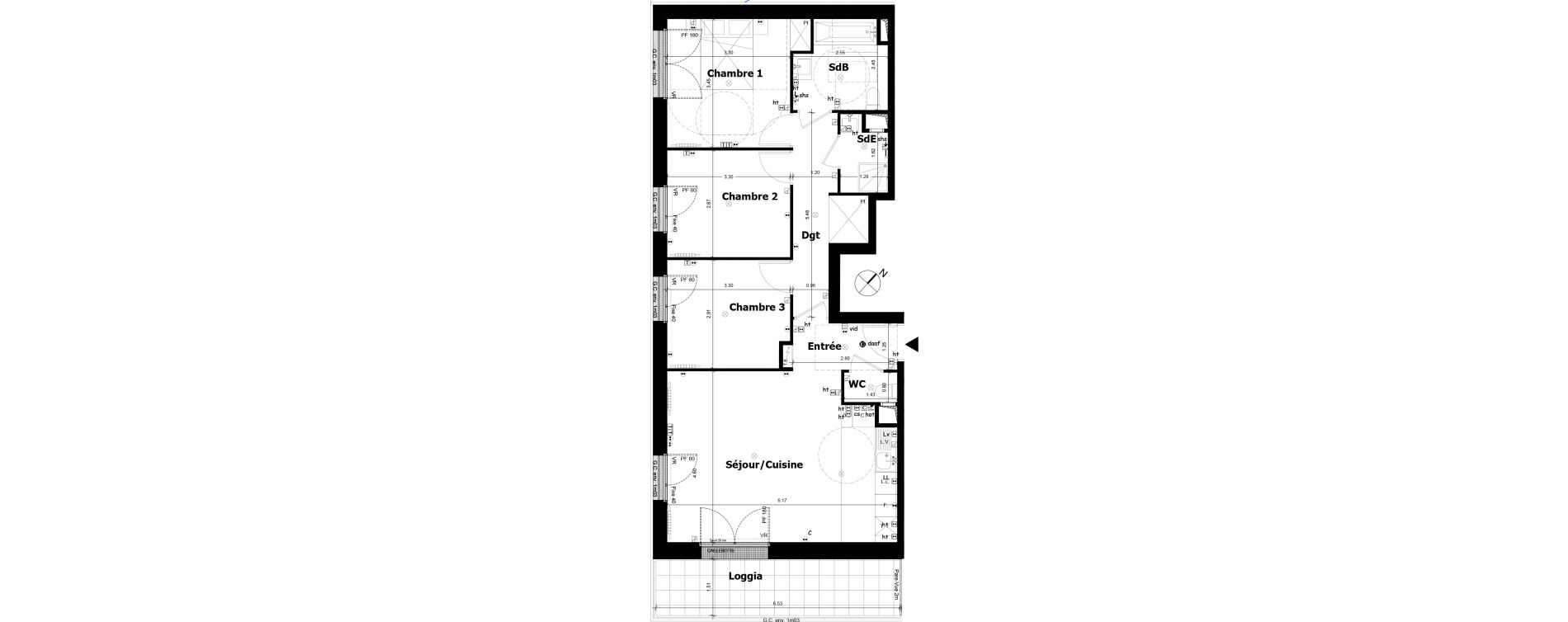 Appartement T4 de 77,19 m2 &agrave; Asni&egrave;res-Sur-Seine Gresillons - quartier de seine
