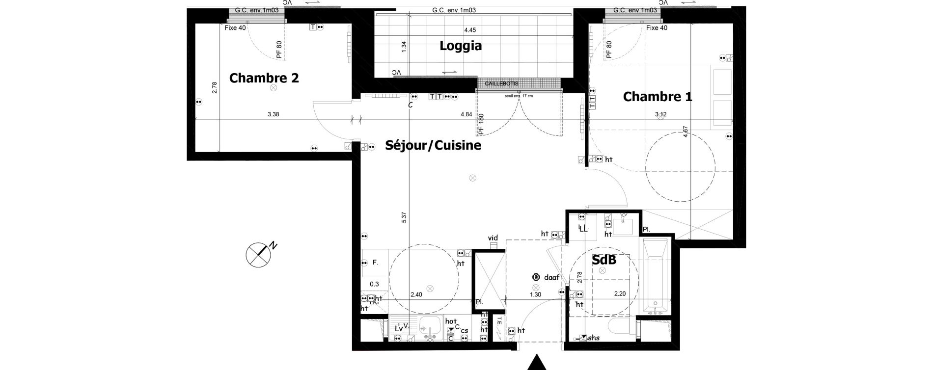 Appartement T3 de 52,49 m2 &agrave; Asni&egrave;res-Sur-Seine Gresillons - quartier de seine