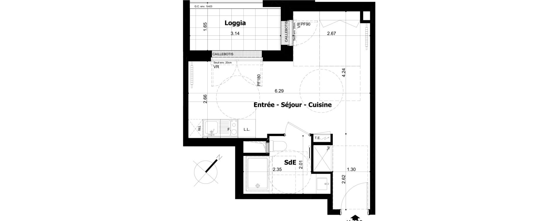 Appartement T1 de 29,27 m2 &agrave; Asni&egrave;res-Sur-Seine Gresillons - quartier de seine