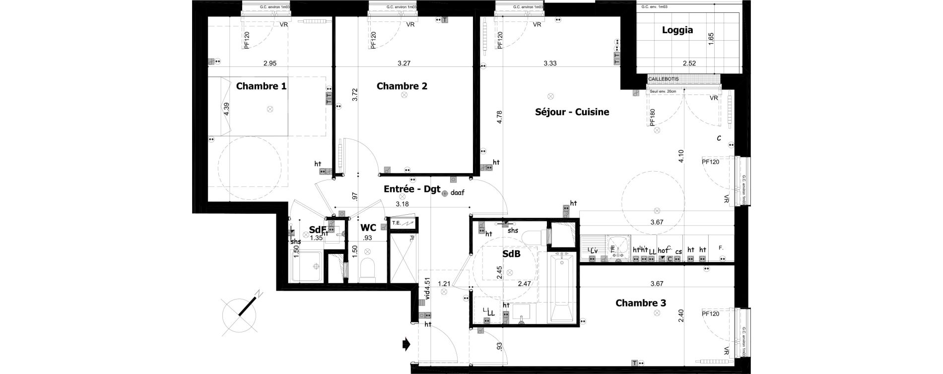 Appartement T4 de 81,52 m2 &agrave; Asni&egrave;res-Sur-Seine Gresillons - quartier de seine