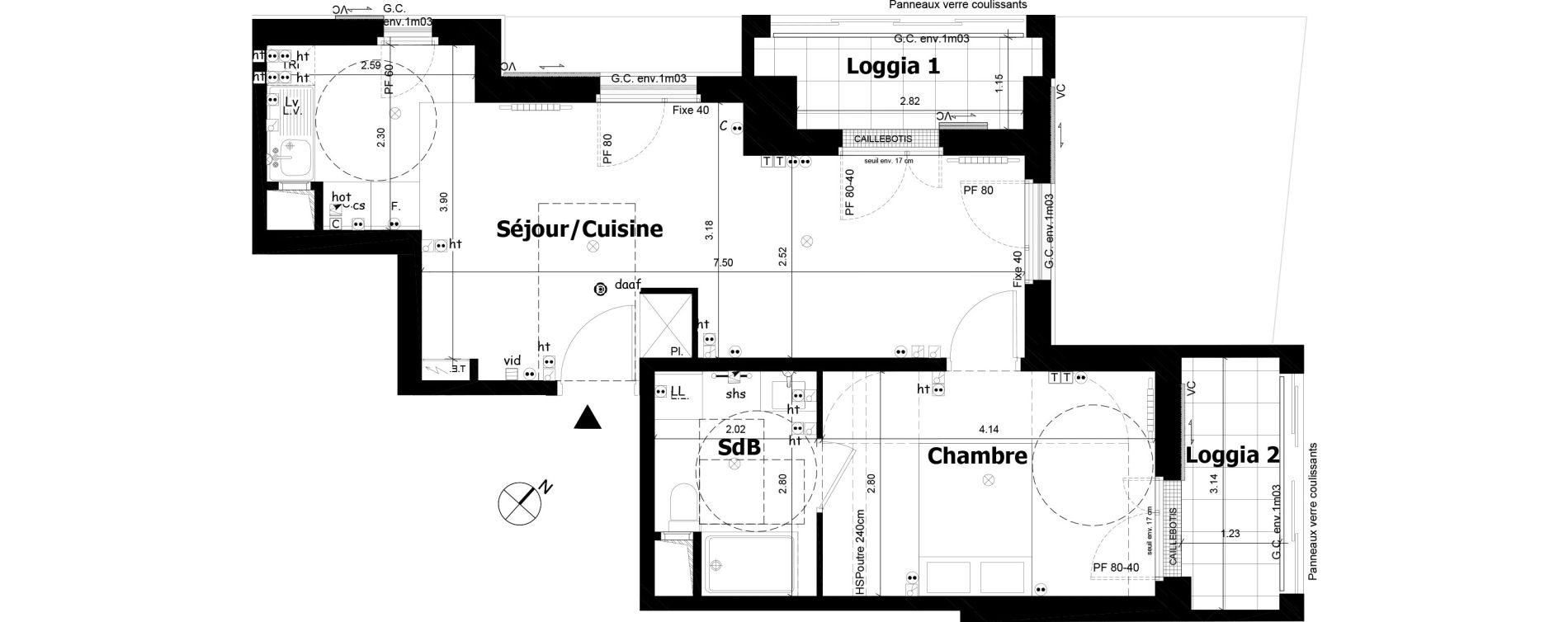 Appartement T2 de 43,24 m2 &agrave; Asni&egrave;res-Sur-Seine Gresillons - quartier de seine