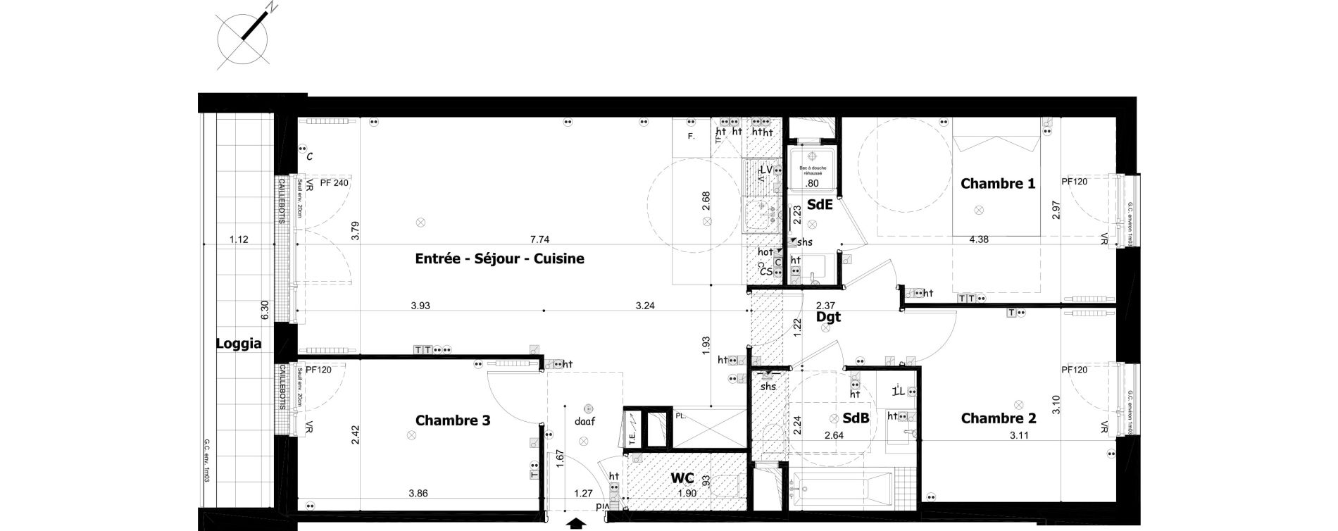 Appartement T4 de 78,12 m2 &agrave; Asni&egrave;res-Sur-Seine Gresillons - quartier de seine