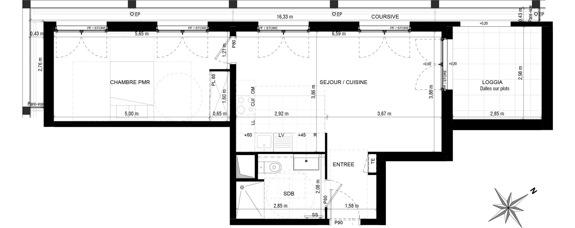 Appartement T2 de 50,28 m2 &agrave; Asni&egrave;res-Sur-Seine Gresillons - quartier de seine