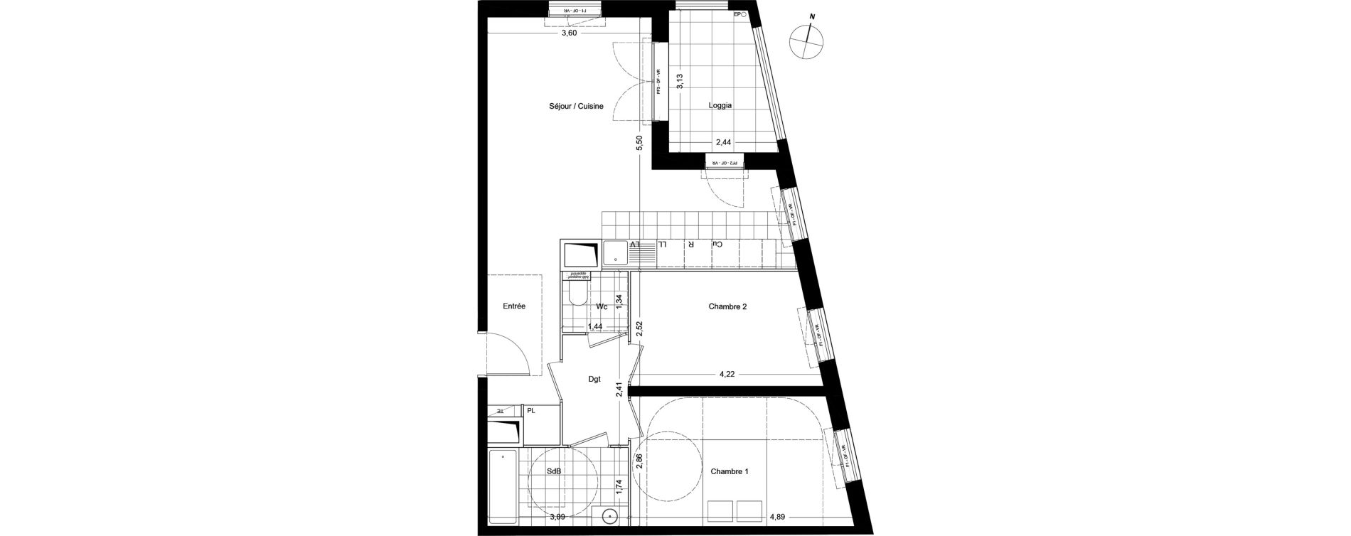Appartement T3 de 64,60 m2 &agrave; Asni&egrave;res-Sur-Seine Seine ouest