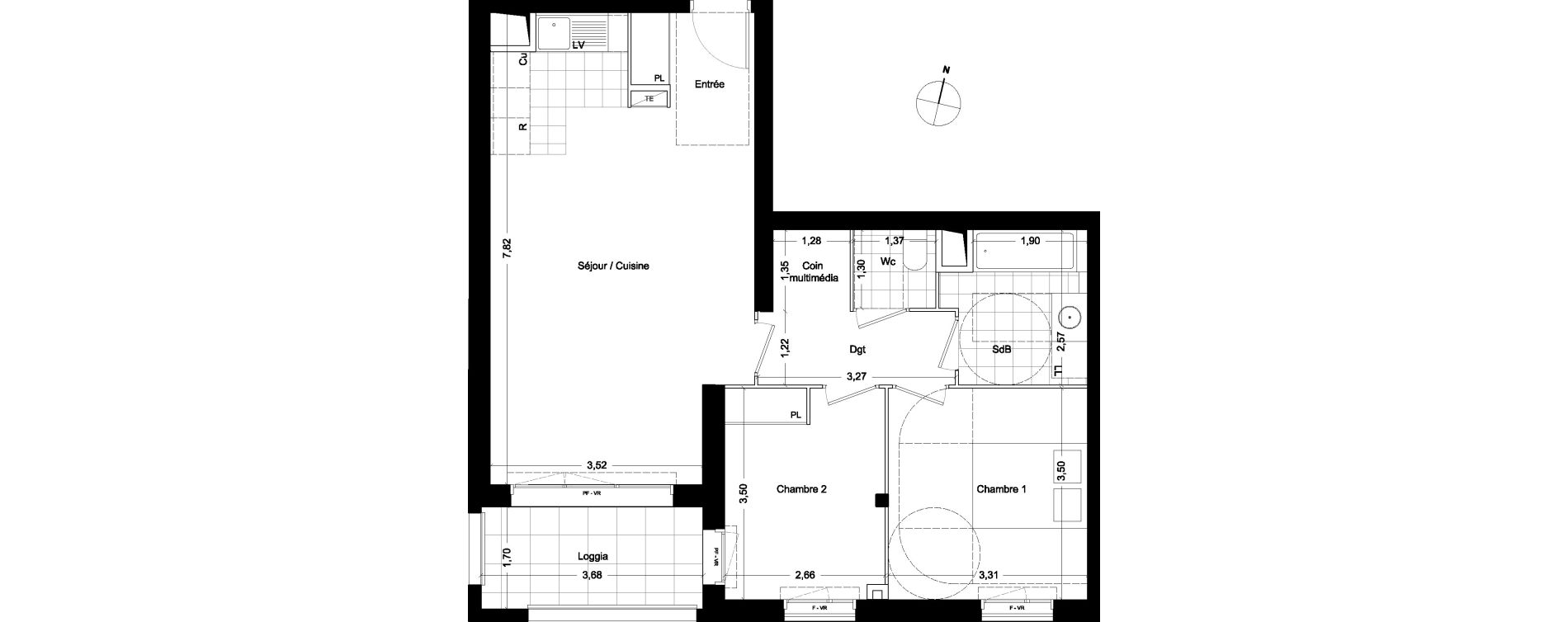Appartement T3 de 65,80 m2 &agrave; Asni&egrave;res-Sur-Seine Seine ouest