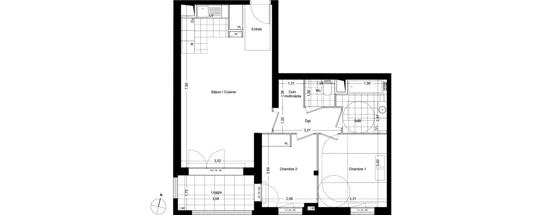 Appartement T3 de 65,50 m2 &agrave; Asni&egrave;res-Sur-Seine Seine ouest
