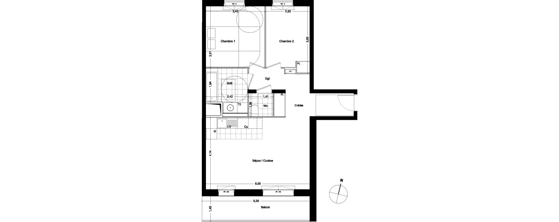 Appartement T3 de 63,90 m2 &agrave; Asni&egrave;res-Sur-Seine Seine ouest