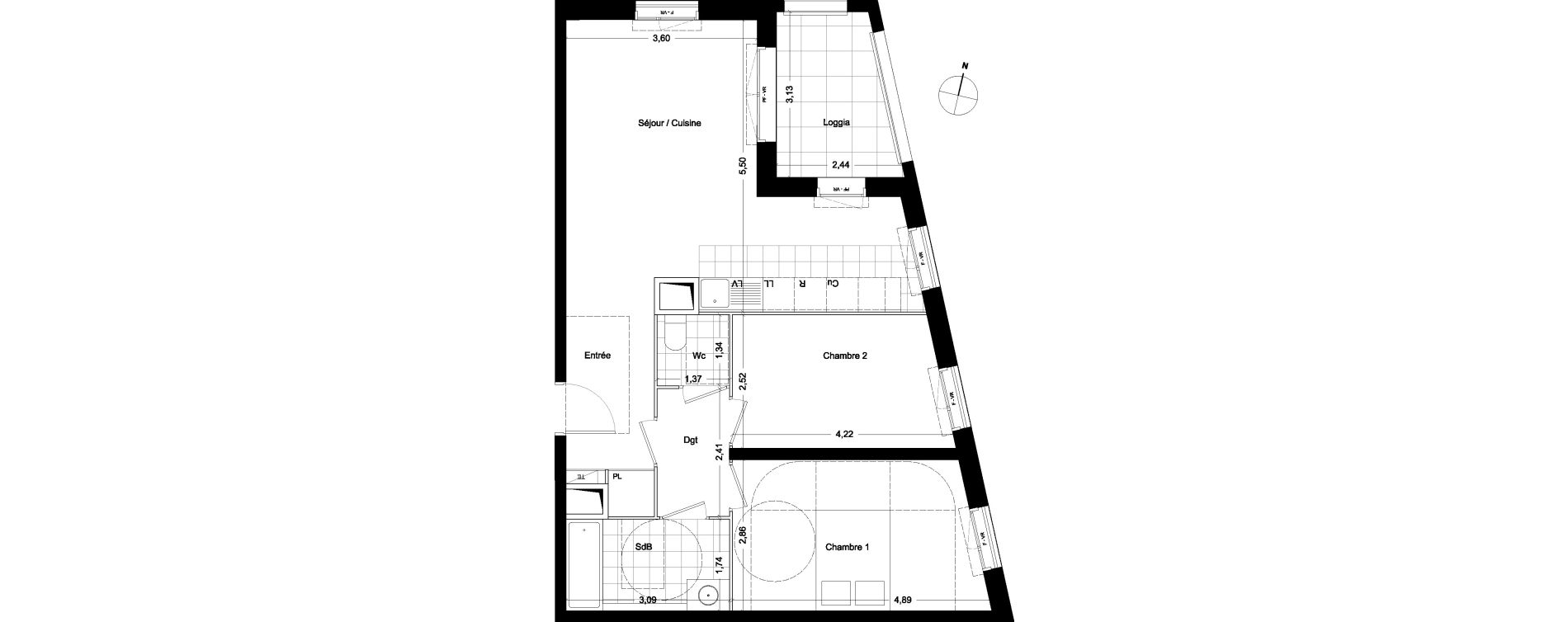 Appartement T3 de 64,80 m2 &agrave; Asni&egrave;res-Sur-Seine Seine ouest