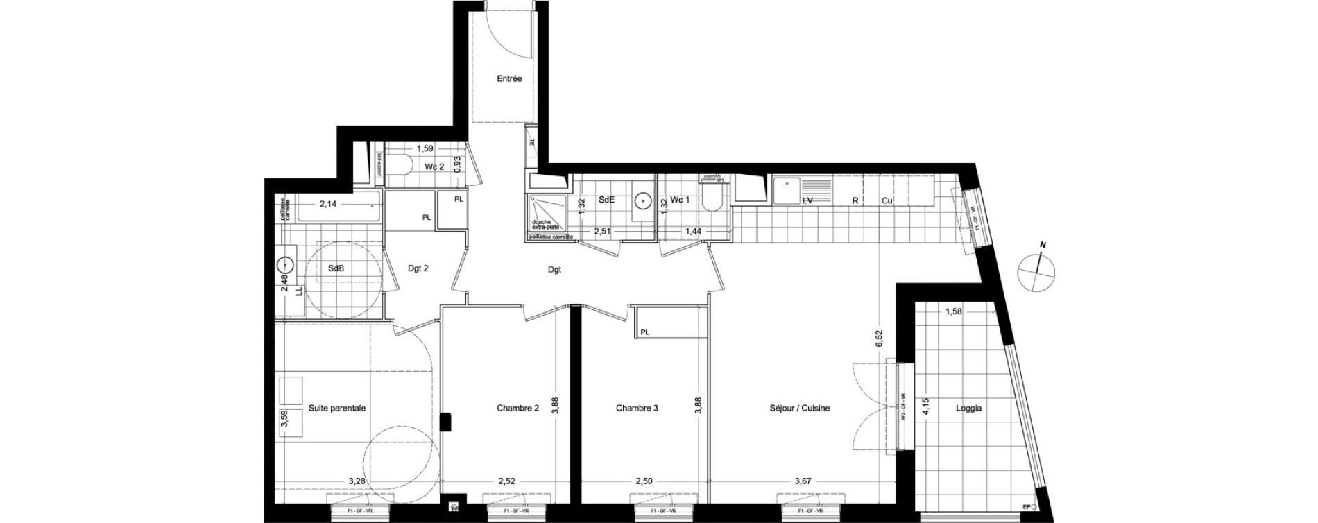 Appartement T4 de 84,20 m2 &agrave; Asni&egrave;res-Sur-Seine Seine ouest