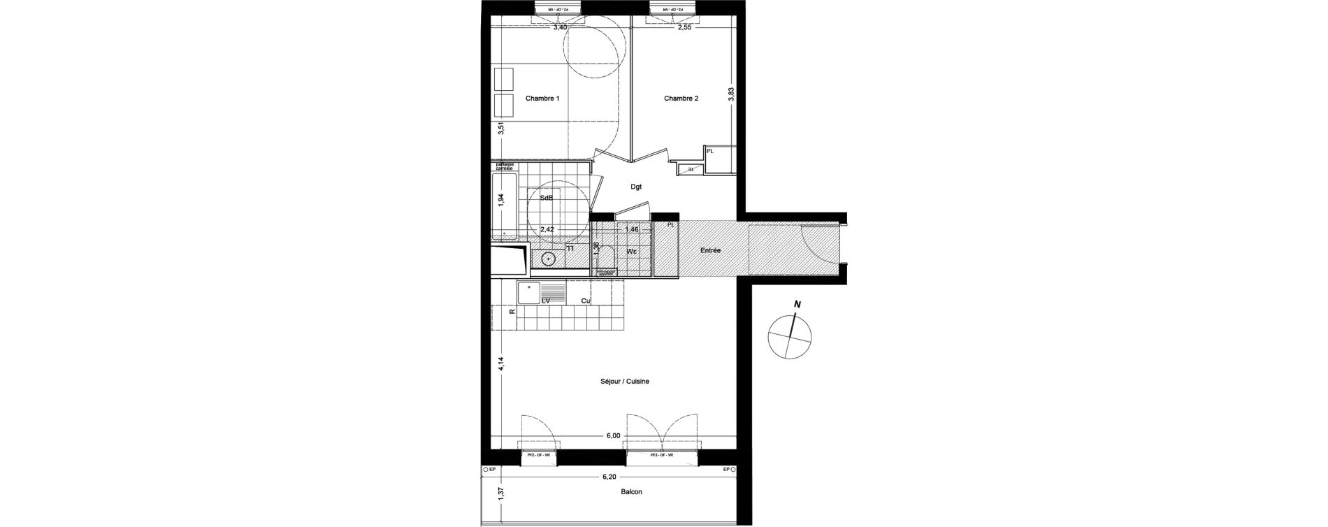 Appartement T3 de 63,60 m2 &agrave; Asni&egrave;res-Sur-Seine Seine ouest
