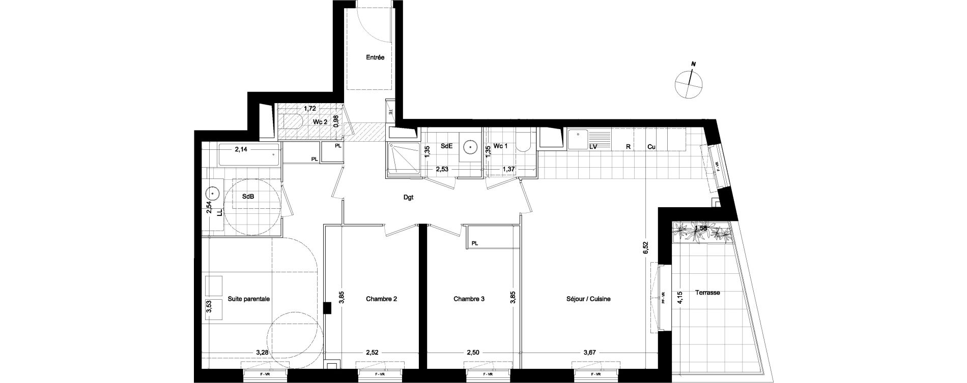 Appartement T4 de 84,40 m2 &agrave; Asni&egrave;res-Sur-Seine Seine ouest