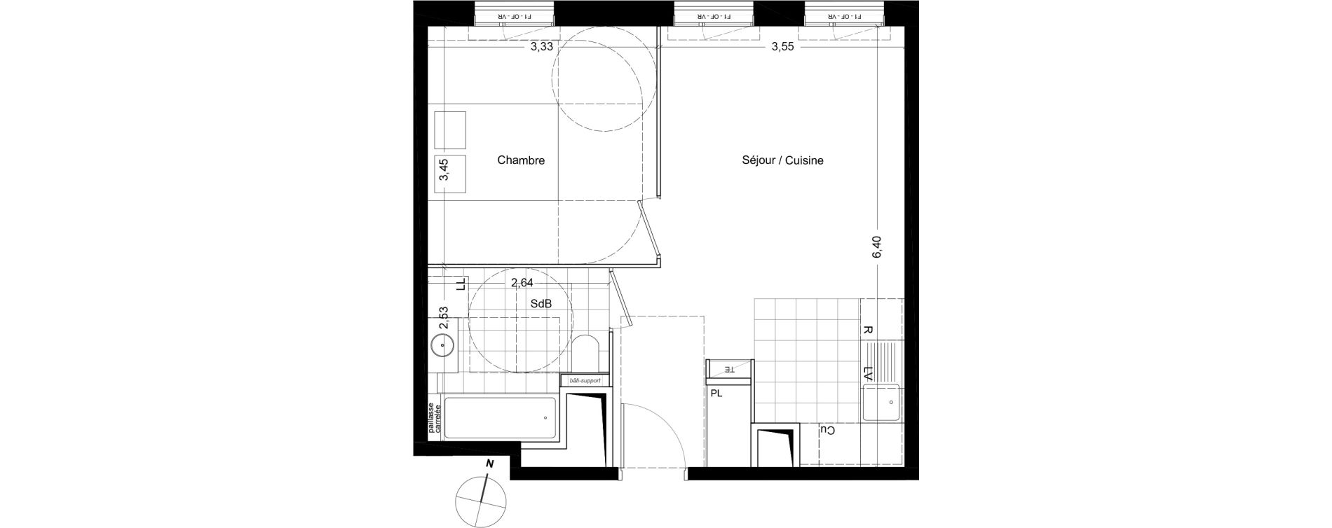 Appartement T2 de 41,30 m2 &agrave; Asni&egrave;res-Sur-Seine Seine ouest