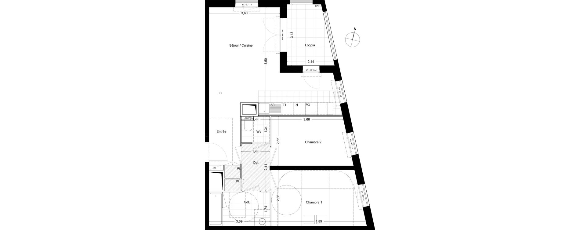 Appartement T3 de 64,30 m2 &agrave; Asni&egrave;res-Sur-Seine Seine ouest