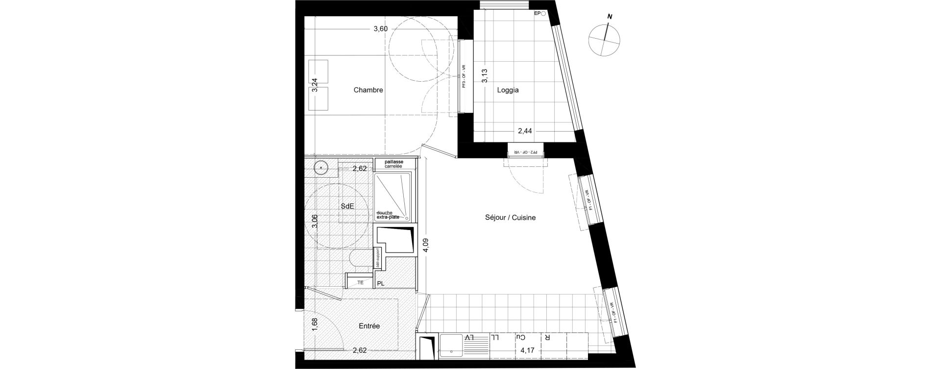 Appartement T2 de 42,30 m2 &agrave; Asni&egrave;res-Sur-Seine Seine ouest