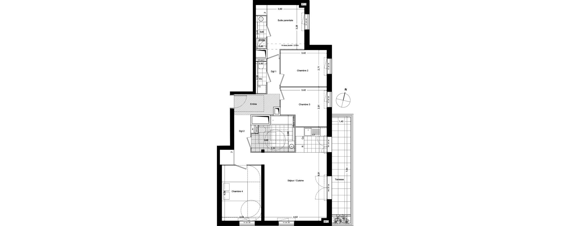 Appartement T5 de 92,80 m2 &agrave; Asni&egrave;res-Sur-Seine Seine ouest