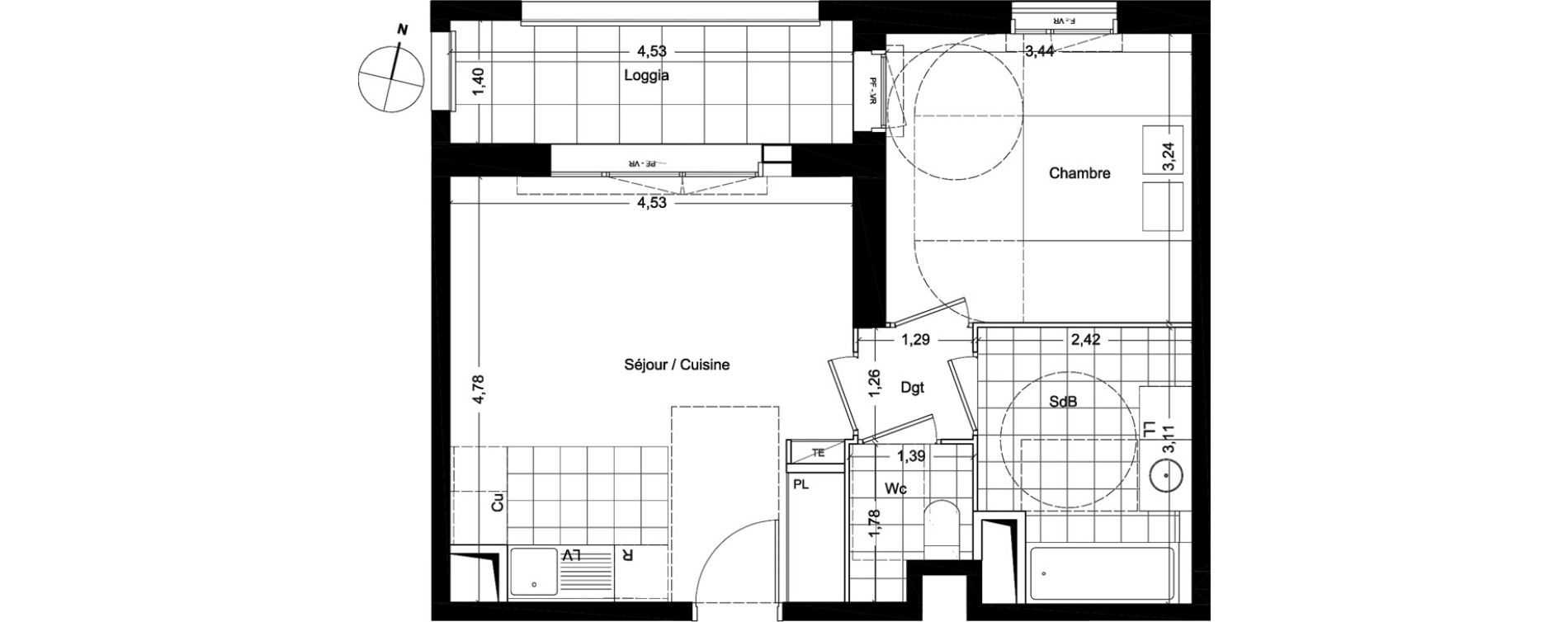 Appartement T2 de 42,60 m2 &agrave; Asni&egrave;res-Sur-Seine Seine ouest
