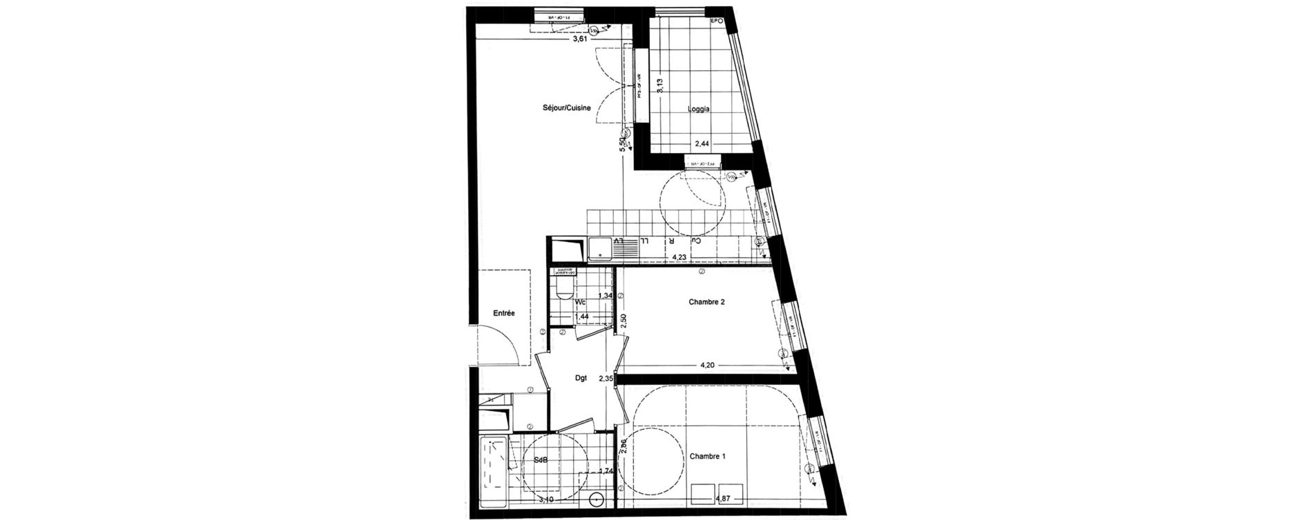 Appartement T3 de 64,60 m2 &agrave; Asni&egrave;res-Sur-Seine Seine ouest