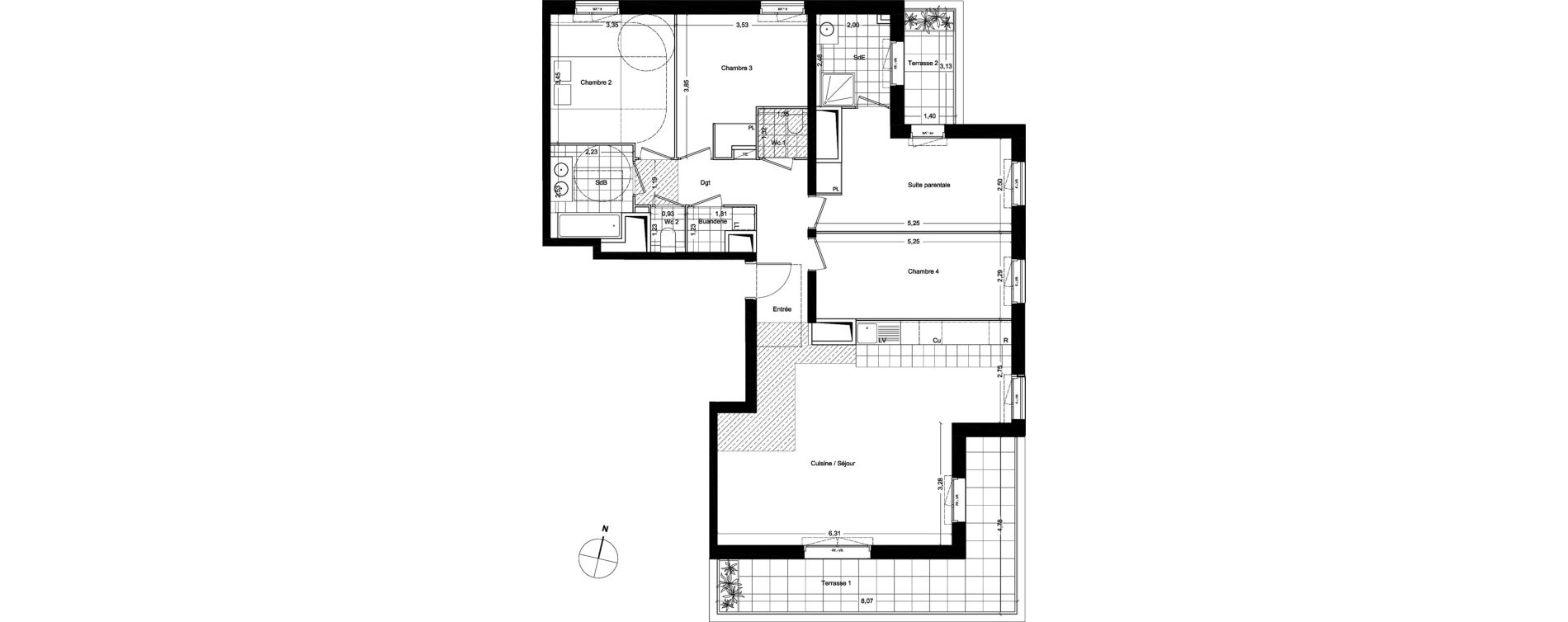 Appartement T5 de 113,10 m2 &agrave; Asni&egrave;res-Sur-Seine Seine ouest