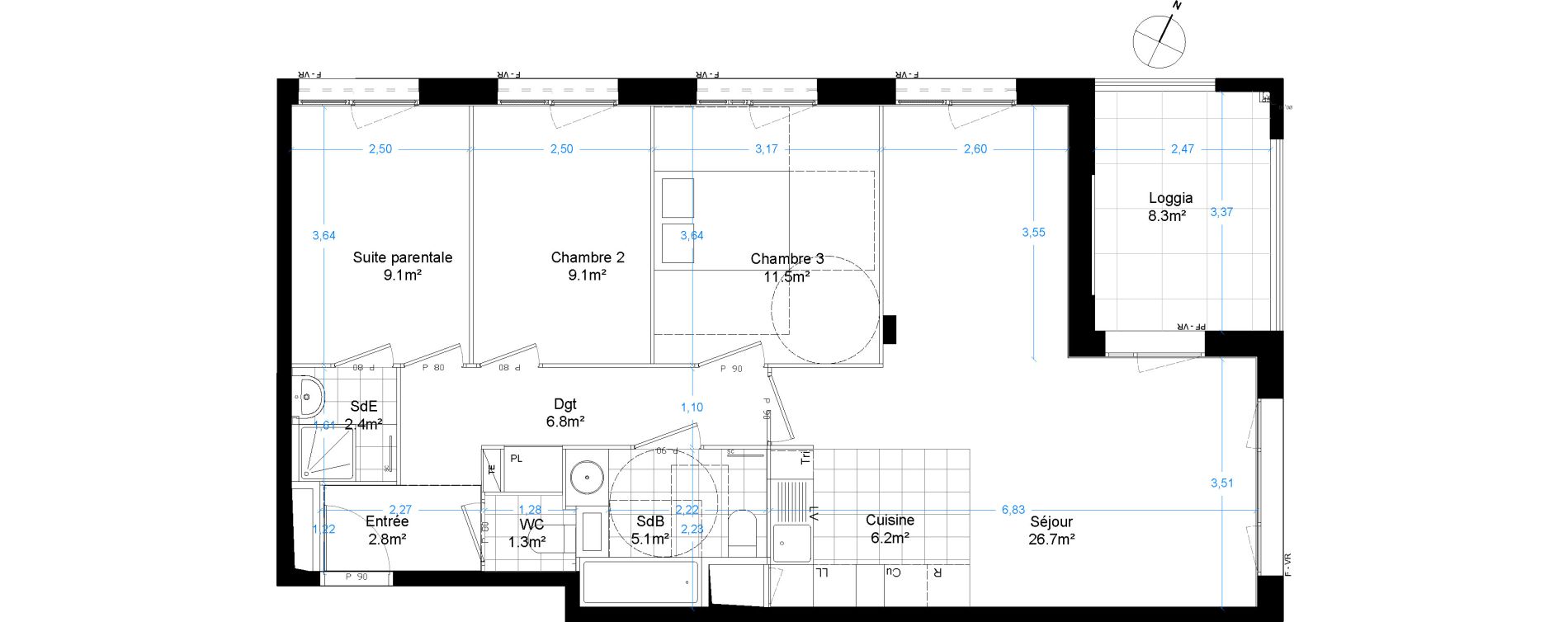 Appartement T4 de 81,00 m2 &agrave; Asni&egrave;res-Sur-Seine Seine ouest