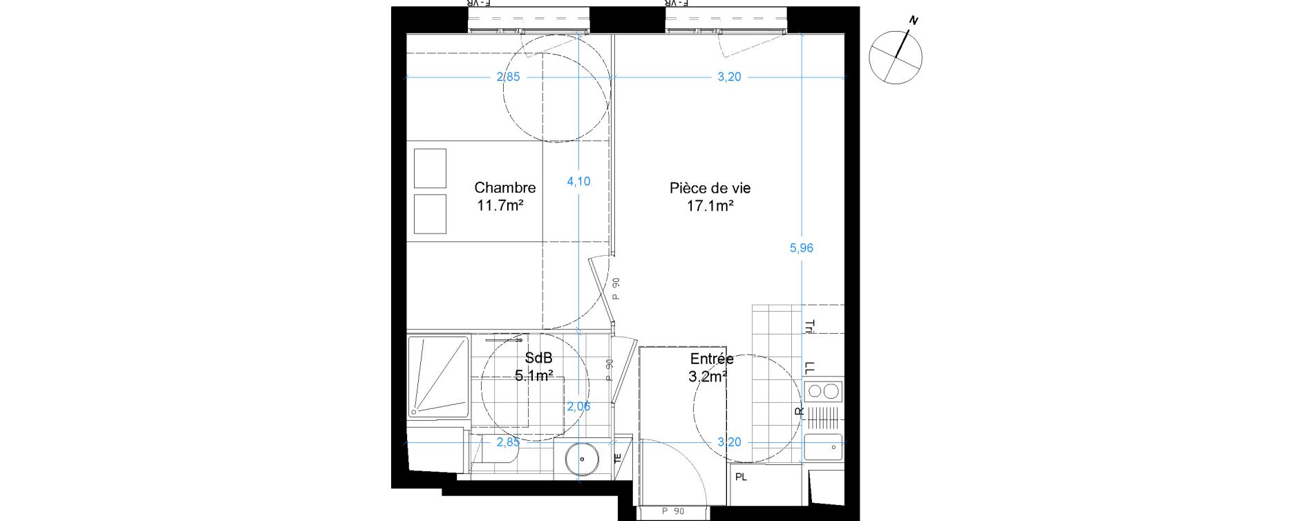 Appartement T2 de 37,10 m2 &agrave; Asni&egrave;res-Sur-Seine Seine ouest