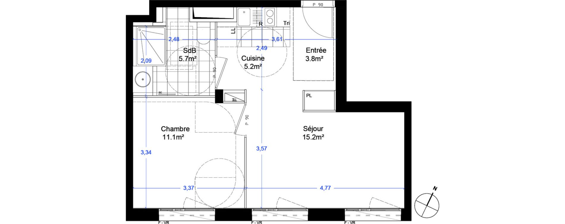 Appartement T2 de 41,00 m2 &agrave; Asni&egrave;res-Sur-Seine Seine ouest