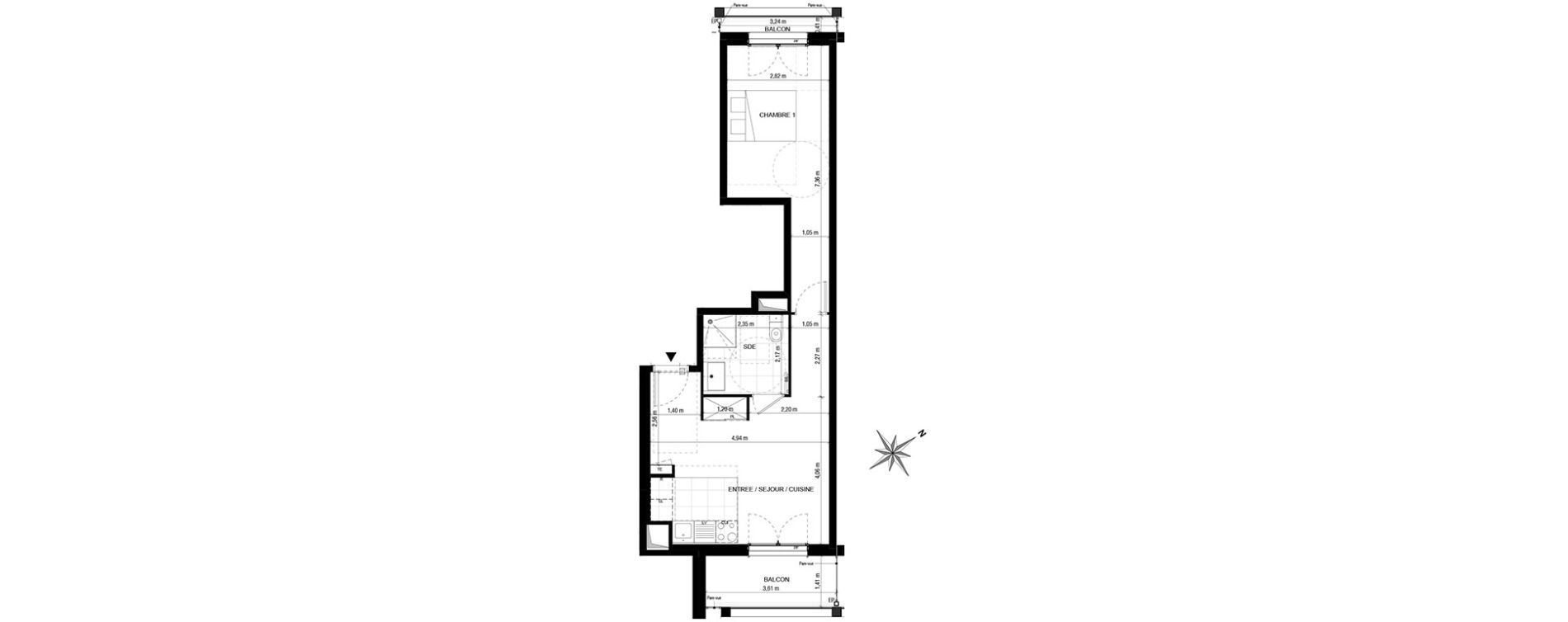 Appartement T2 de 42,85 m2 &agrave; Asni&egrave;res-Sur-Seine Gresillons - quartier de seine