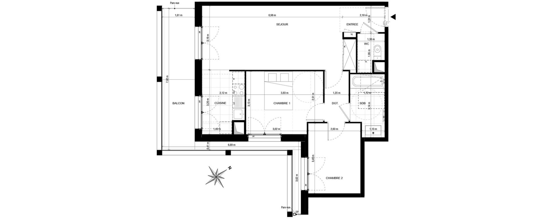 Appartement T3 de 63,31 m2 &agrave; Asni&egrave;res-Sur-Seine Gresillons - quartier de seine