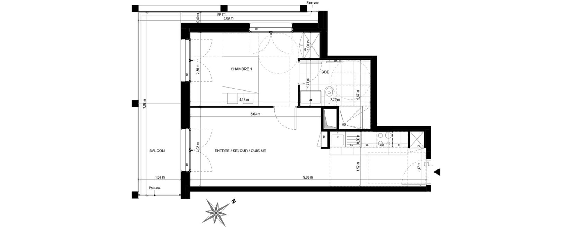 Appartement T2 de 42,12 m2 &agrave; Asni&egrave;res-Sur-Seine Gresillons - quartier de seine