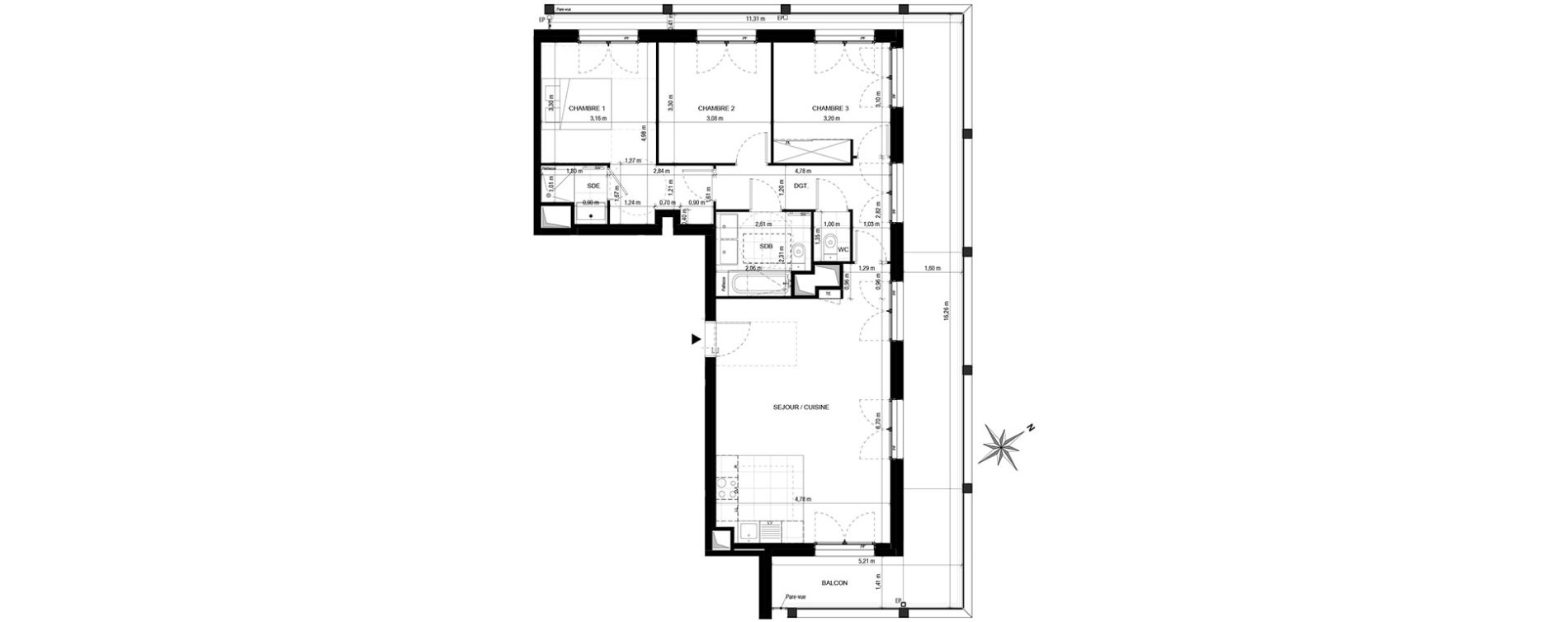 Appartement T4 de 85,25 m2 &agrave; Asni&egrave;res-Sur-Seine Gresillons - quartier de seine