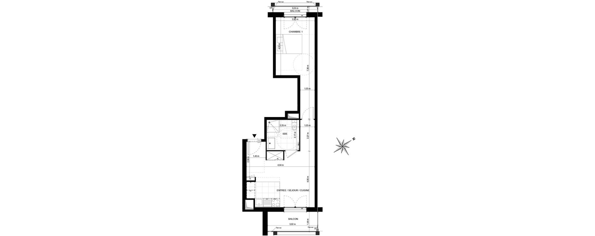 Appartement T2 de 43,18 m2 &agrave; Asni&egrave;res-Sur-Seine Gresillons - quartier de seine