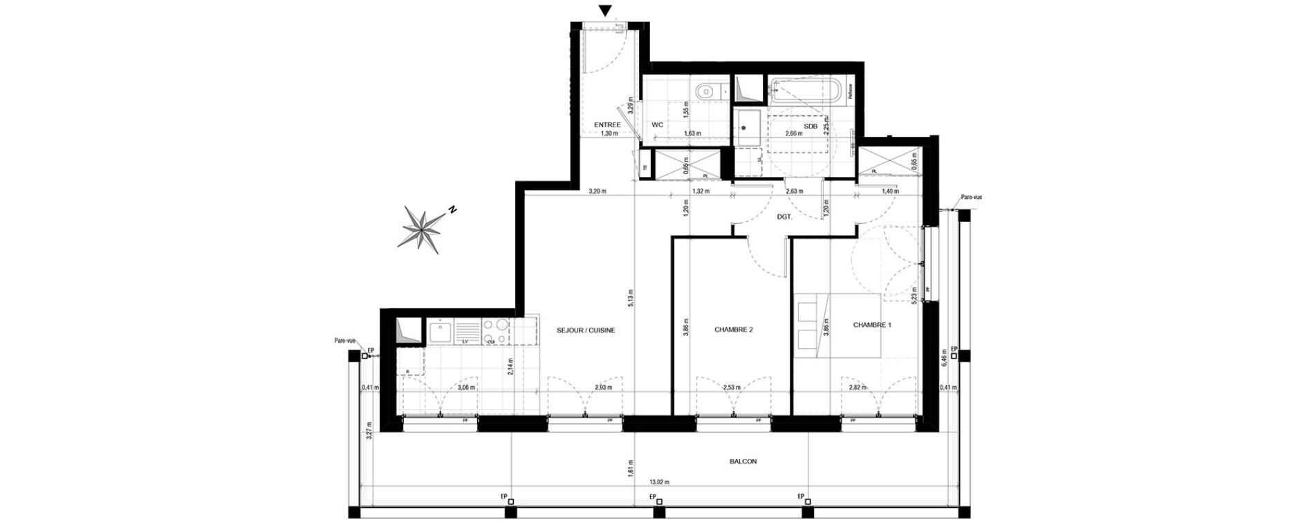 Appartement T3 de 63,70 m2 &agrave; Asni&egrave;res-Sur-Seine Gresillons - quartier de seine