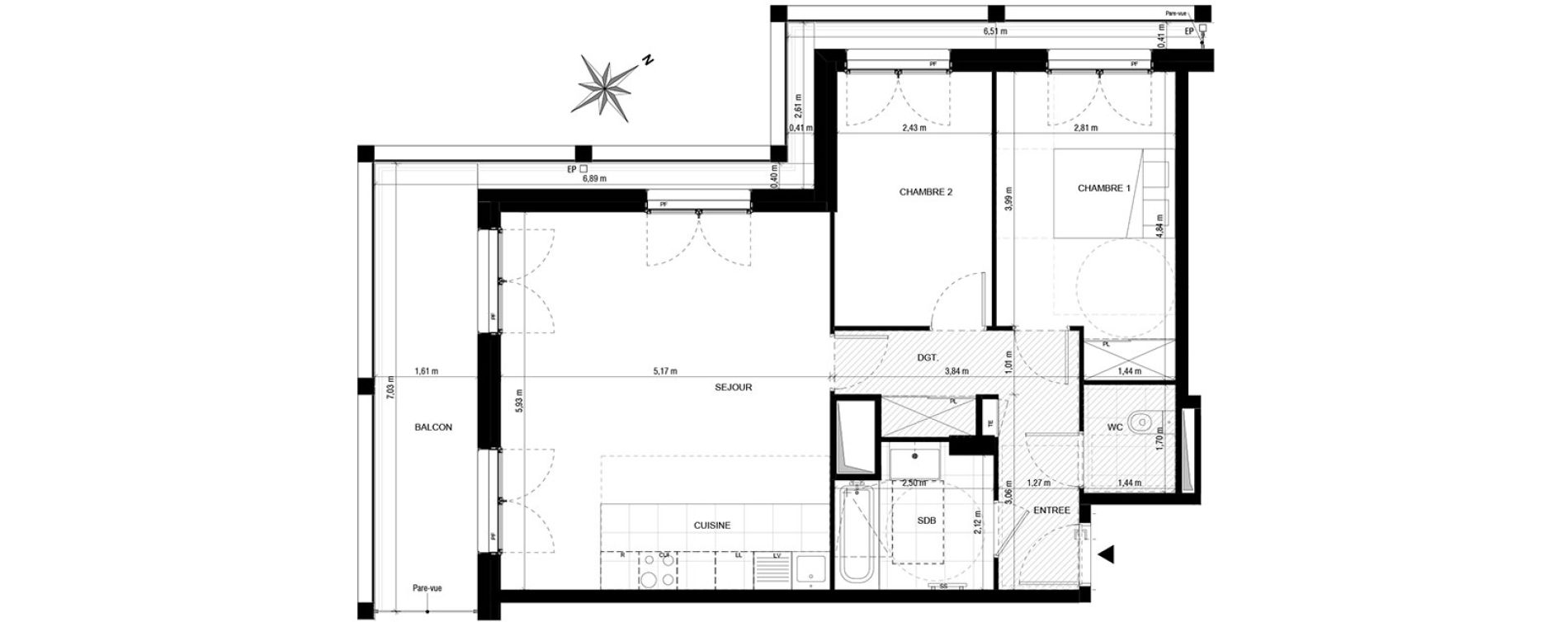 Appartement T3 de 69,42 m2 &agrave; Asni&egrave;res-Sur-Seine Gresillons - quartier de seine