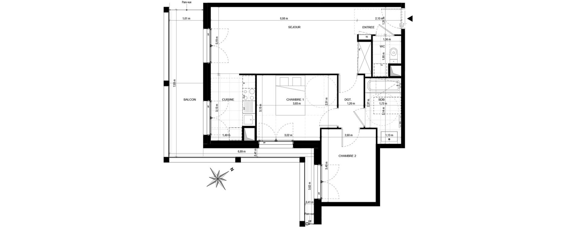 Appartement T3 de 63,29 m2 &agrave; Asni&egrave;res-Sur-Seine Gresillons - quartier de seine