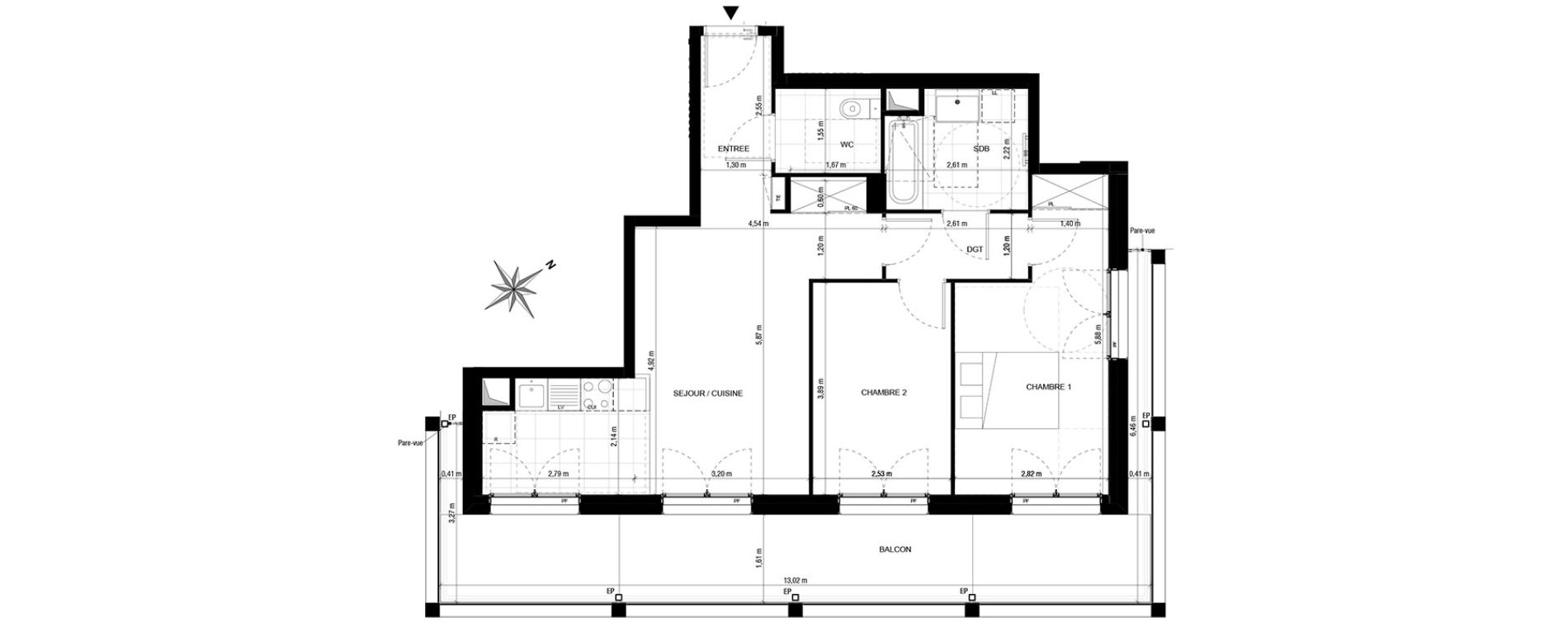 Appartement T3 de 63,89 m2 &agrave; Asni&egrave;res-Sur-Seine Gresillons - quartier de seine