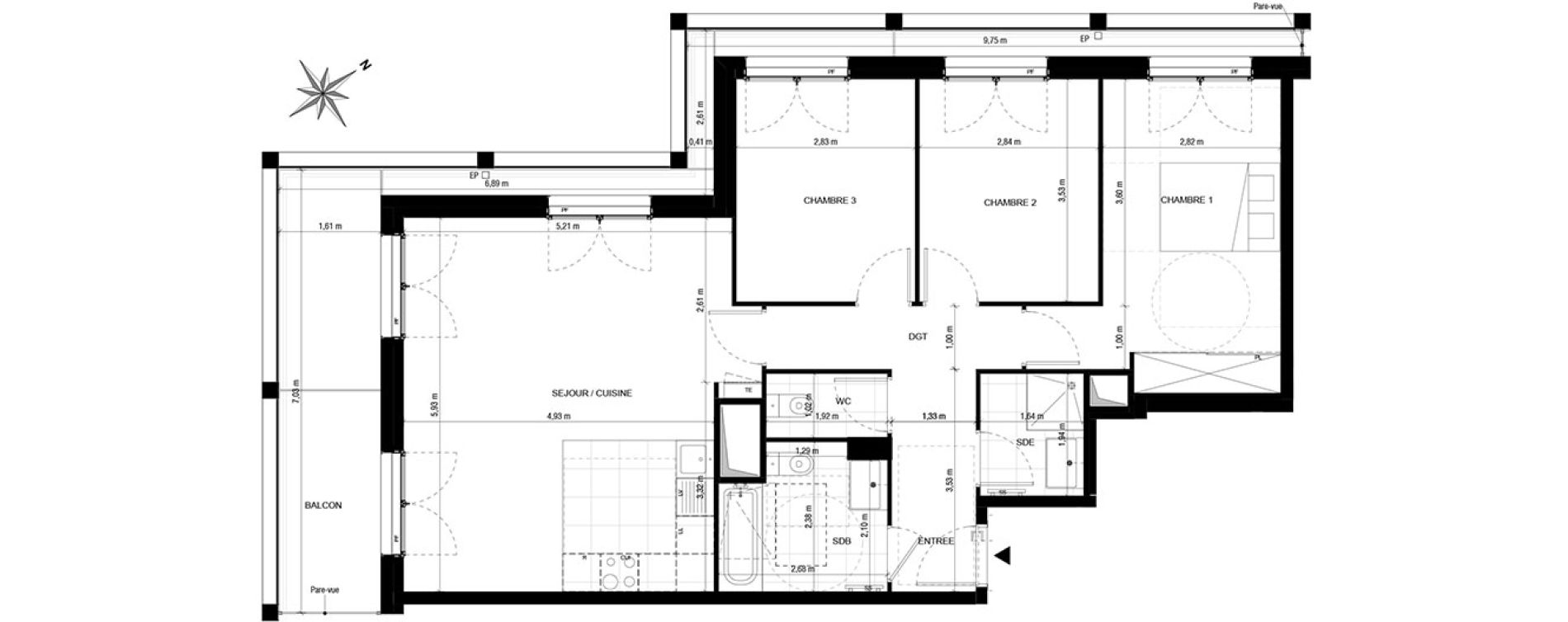 Appartement T4 de 85,38 m2 &agrave; Asni&egrave;res-Sur-Seine Gresillons - quartier de seine