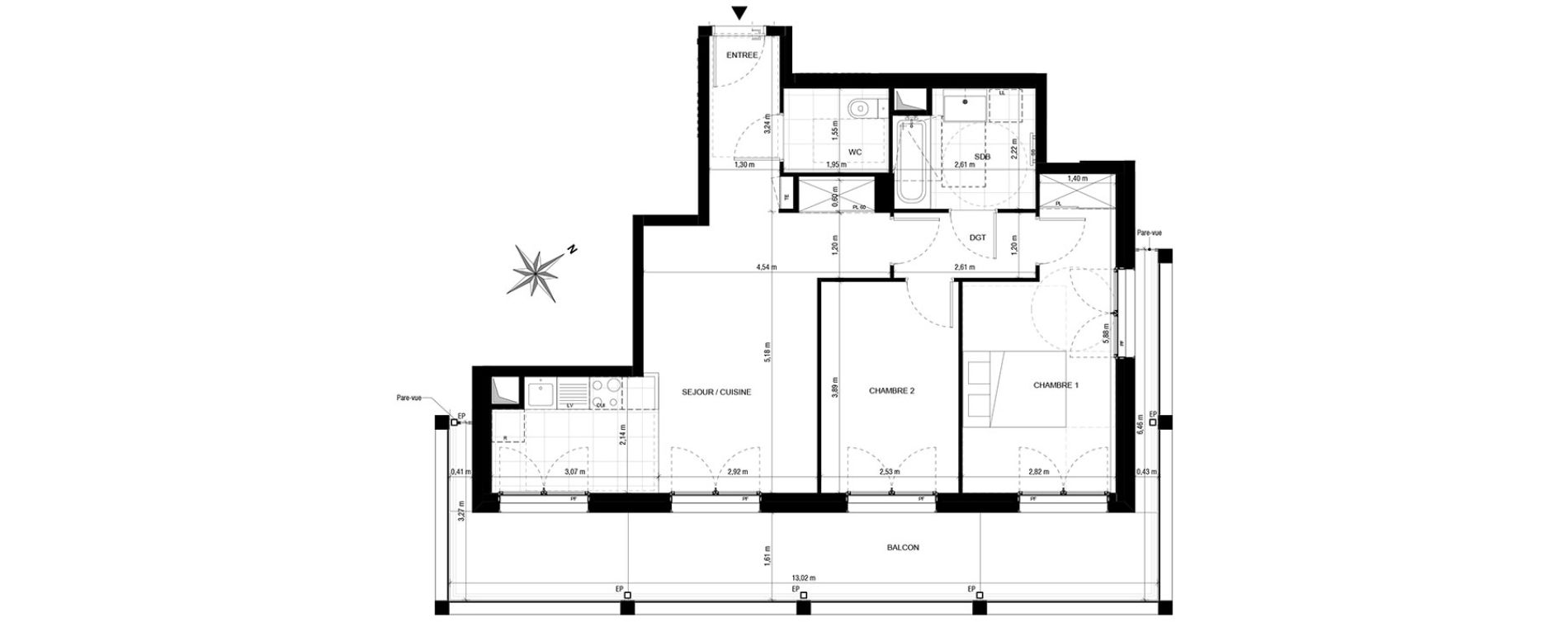 Appartement T3 de 63,91 m2 &agrave; Asni&egrave;res-Sur-Seine Gresillons - quartier de seine