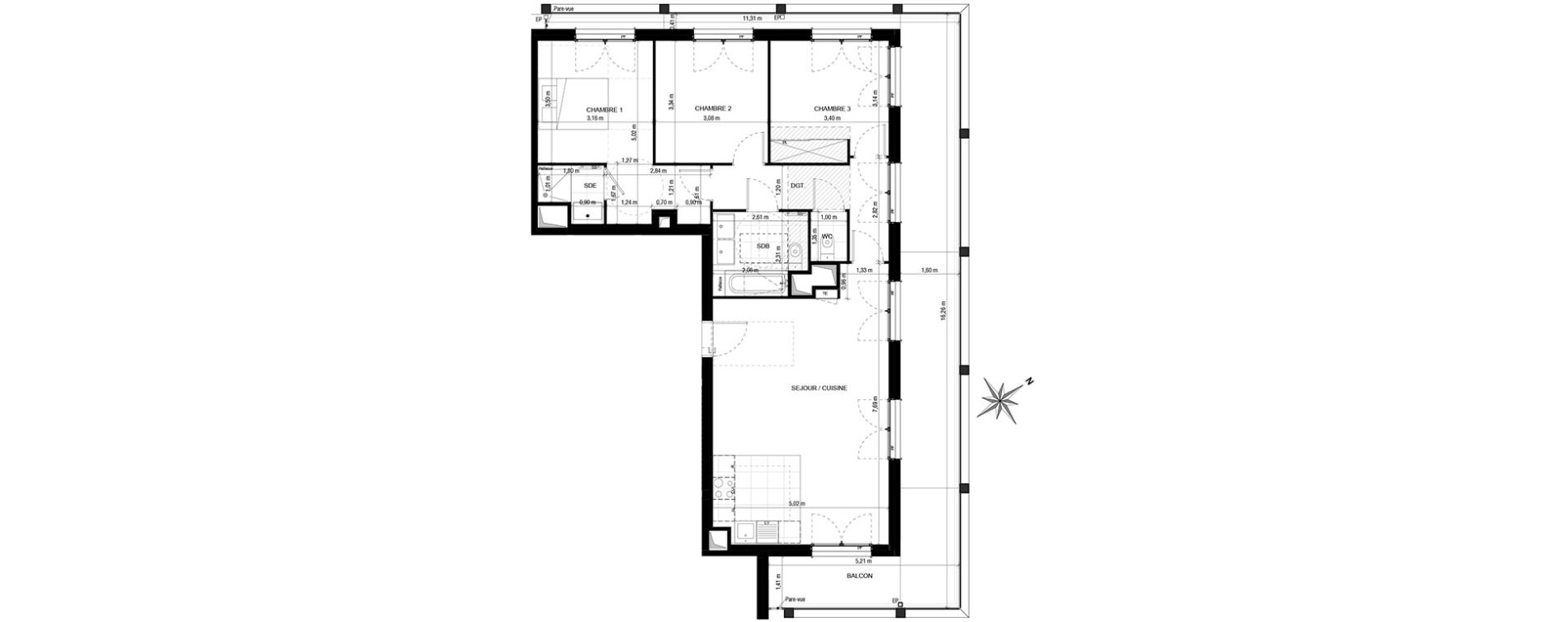 Appartement T4 de 86,35 m2 &agrave; Asni&egrave;res-Sur-Seine Gresillons - quartier de seine