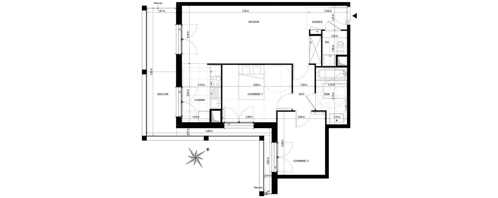 Appartement T3 de 63,84 m2 &agrave; Asni&egrave;res-Sur-Seine Gresillons - quartier de seine