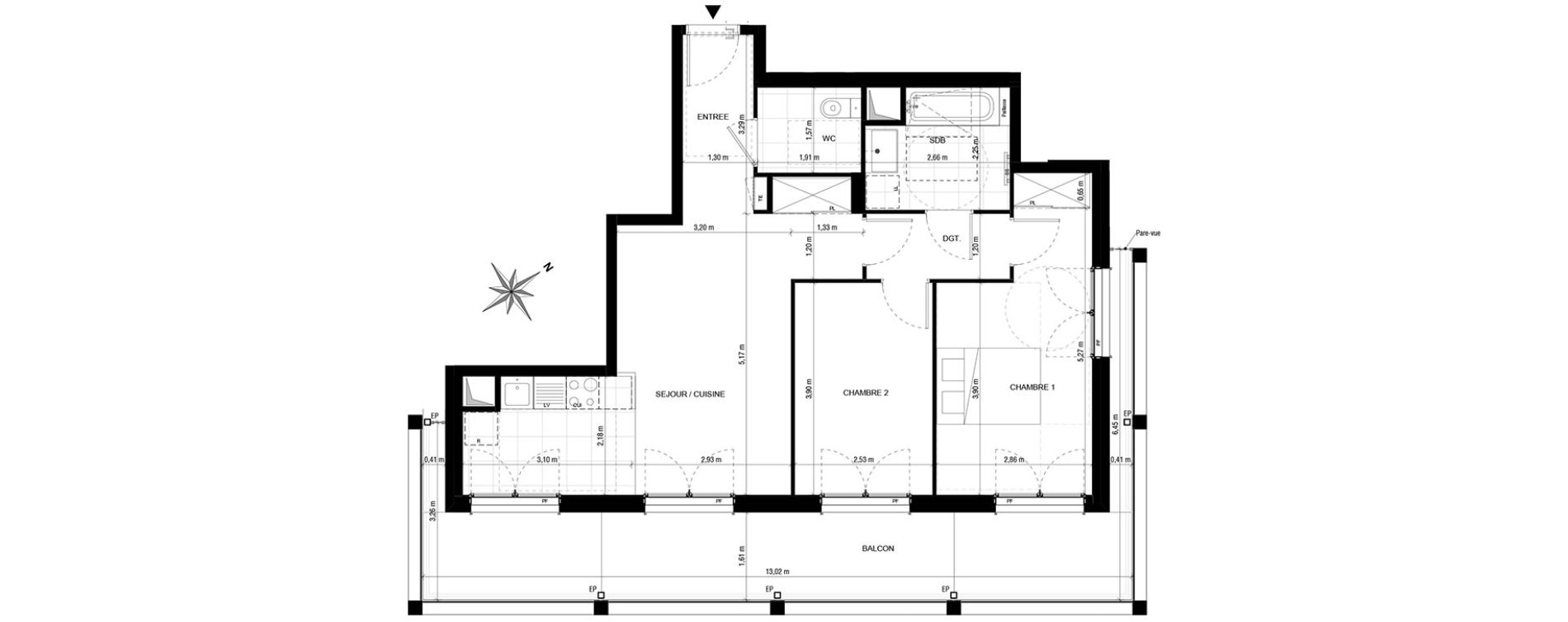 Appartement T3 de 64,50 m2 &agrave; Asni&egrave;res-Sur-Seine Gresillons - quartier de seine