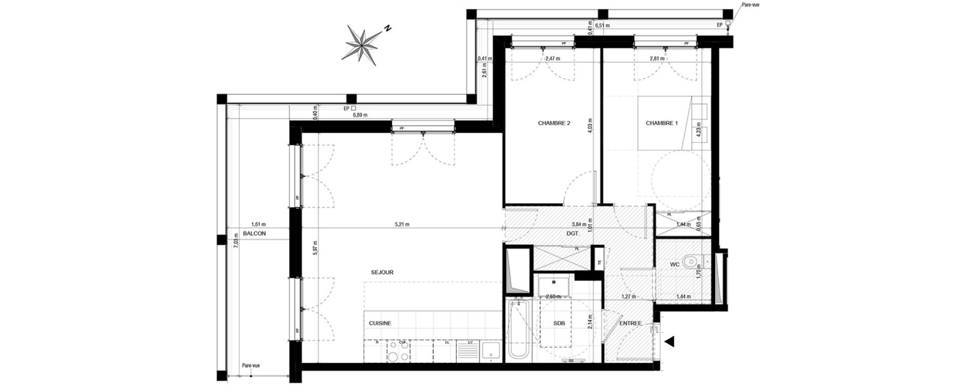 Appartement T3 de 70,20 m2 &agrave; Asni&egrave;res-Sur-Seine Gresillons - quartier de seine