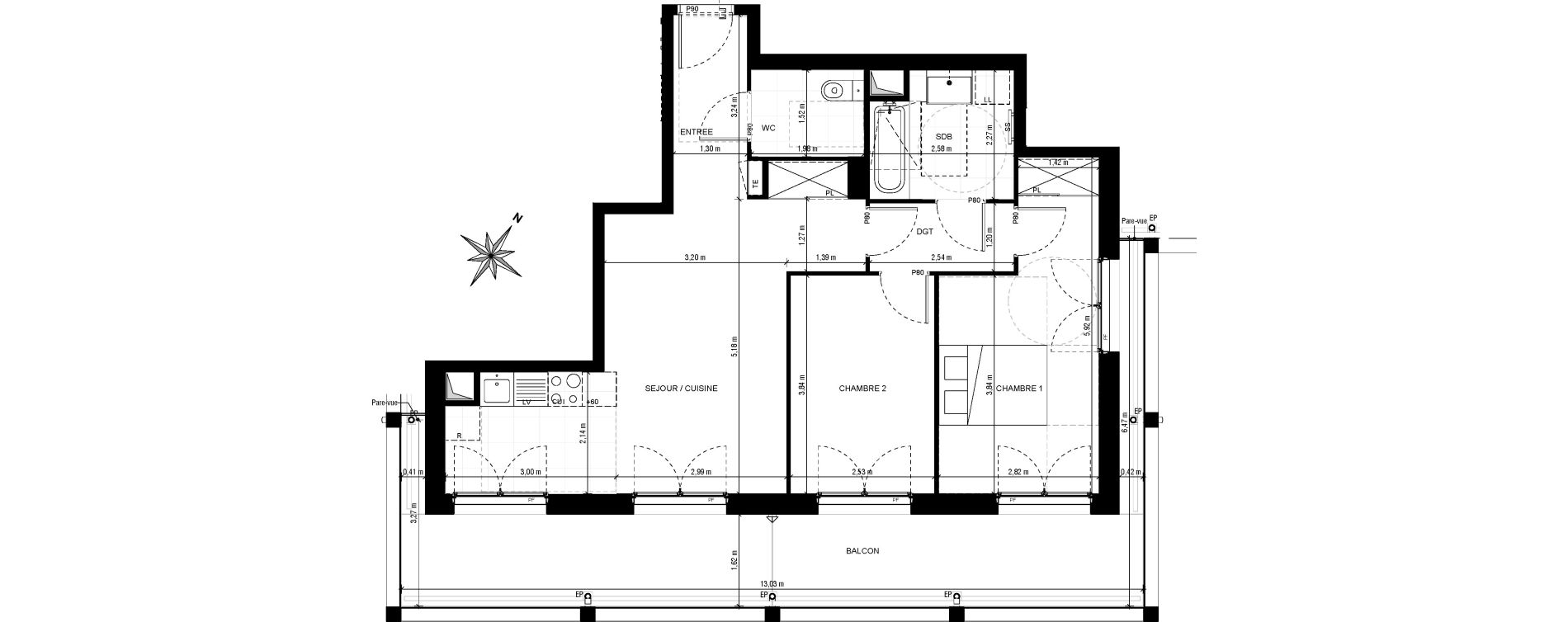 Appartement T3 de 63,91 m2 &agrave; Asni&egrave;res-Sur-Seine Gresillons - quartier de seine