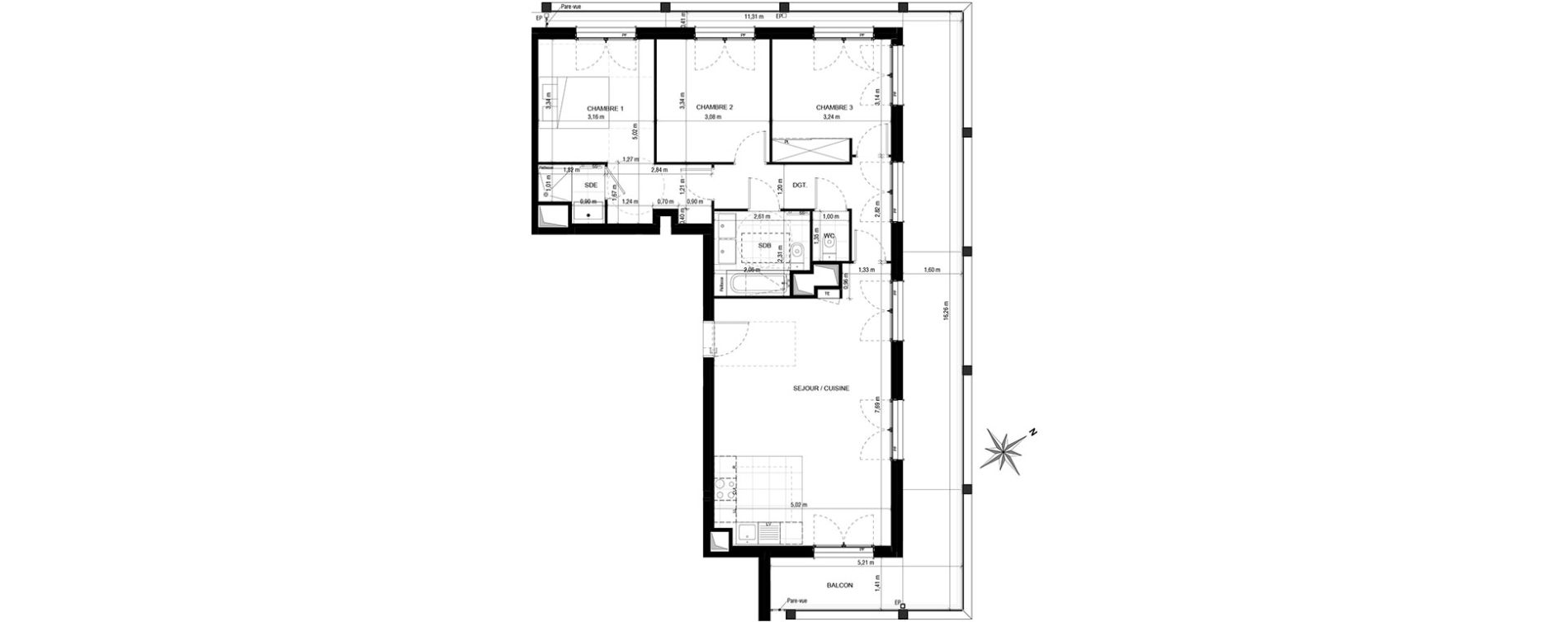Appartement T4 de 86,35 m2 &agrave; Asni&egrave;res-Sur-Seine Gresillons - quartier de seine