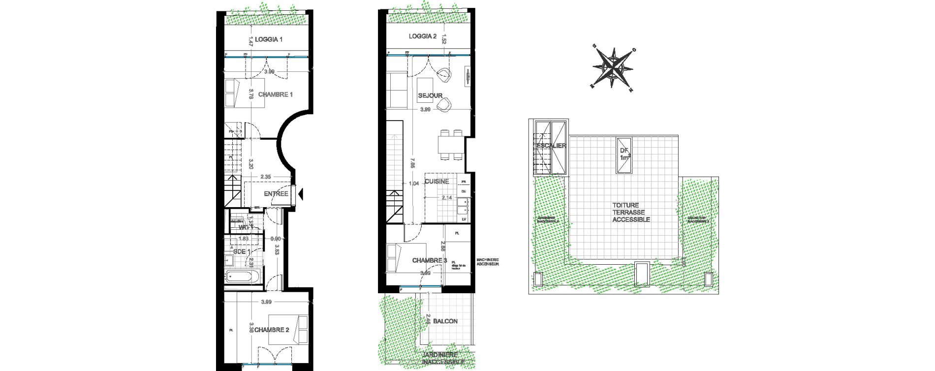 Duplex T4 de 80,31 m2 &agrave; Asni&egrave;res-Sur-Seine Voltaire