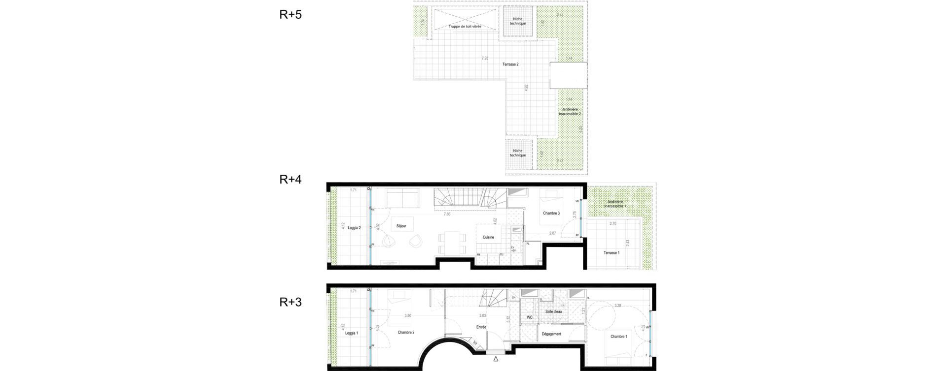Duplex T4 de 78,40 m2 &agrave; Asni&egrave;res-Sur-Seine Voltaire