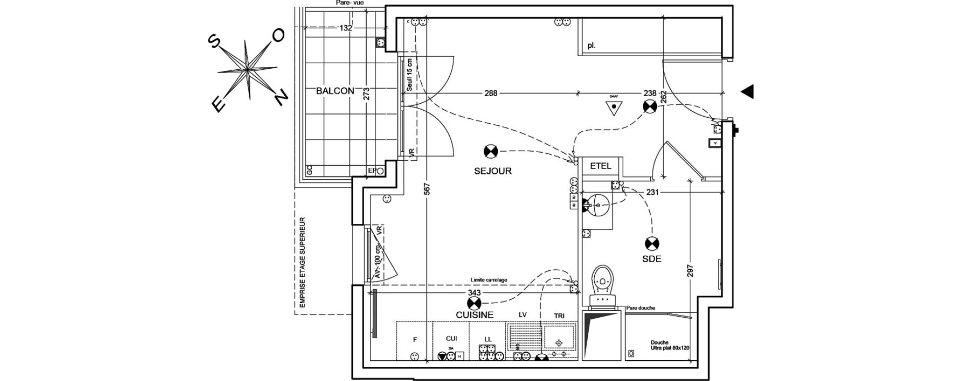 Appartement T1 de 29,62 m2 &agrave; Asni&egrave;res-Sur-Seine M&eacute;tro