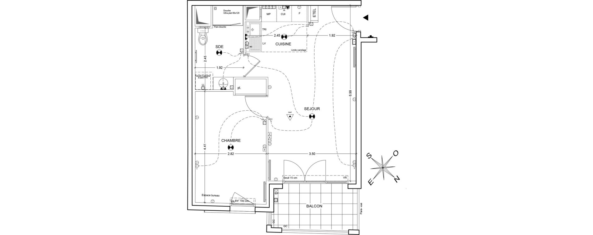 Appartement T2 de 45,13 m2 &agrave; Asni&egrave;res-Sur-Seine M&eacute;tro